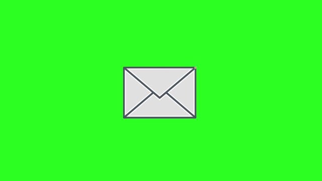 Animated Envelope Icon with Cancel Cross Badge Loop on Green Screen Background