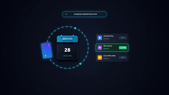 Automated Recurring Subscription and Bill Payment UI Animation