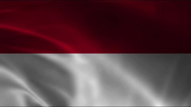 National Flag of Indonesia Waving in the Wind Animation, Red and White Indonesian Flag Seamless Loop Motion Graphic Background