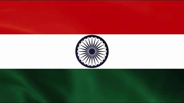 National Flag of India Waving in the Wind Animation, Indian Tricolor Tiranga Flag Seamless Loop Motion Graphic Background