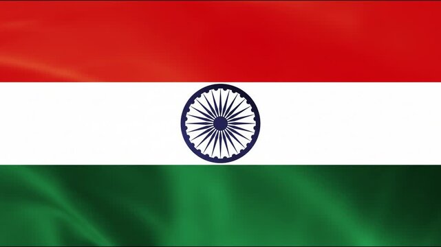 National Flag of India Waving in the Wind Animation, Indian Tricolor Tiranga Flag Seamless Loop Motion Graphic Background