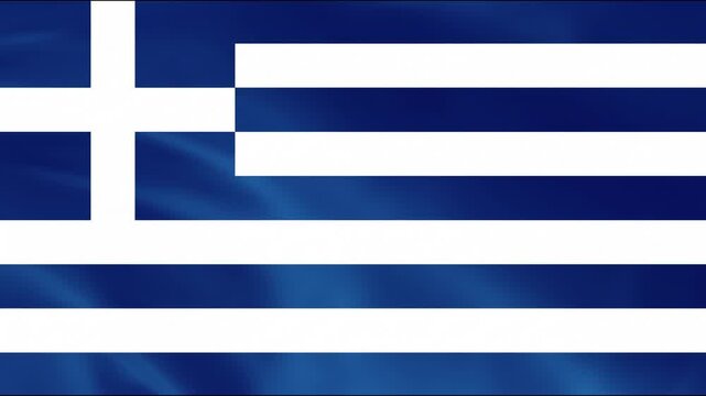 National Flag of Greece Waving in the Wind Animation, Greek Blue and White Stripes Flag Seamless Loop Motion Graphic Background