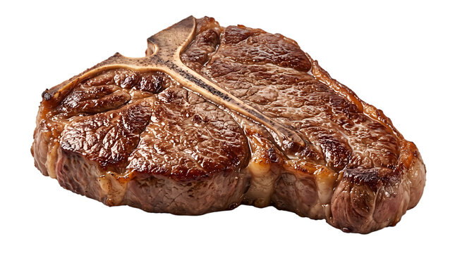 A delicious grilled t bone steak cooked to perfection and isolated on transparent background