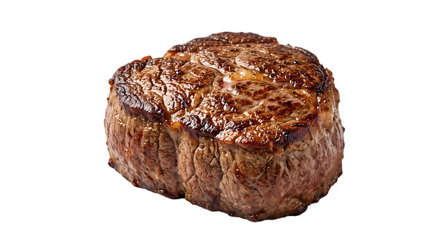 A delicious grilled beef filet mignon steak isolated on transparent background