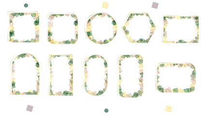 Naklejka premium Watercolor Floral Frame Collection with Botanical Ornaments