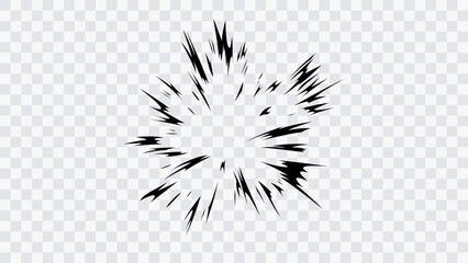 Fototapeta na wymiar Dynamic manga-style blast frame isolated on transparent background, perfect for action scenes, power attacks, visual effects, game UI, motion graphics, and comic book design.