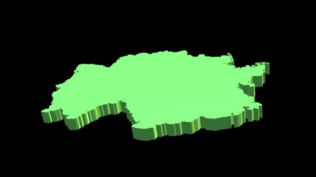 3D Green China Map Animation Rotating on Black Background, Geographic Chinese Territory Motion Graphic Loop