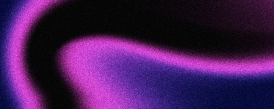 Dark blur purple grainy background blurred glowing abstract fluid shape on dark backdrop, noise texture header, poster, wallpaper, banner design