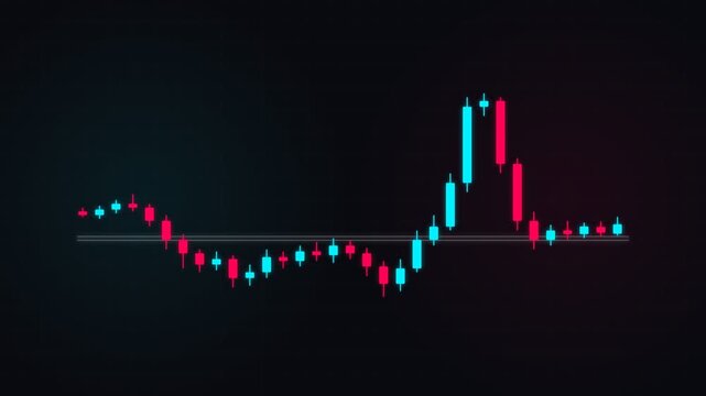 A financial candlestick chart displays the volatile price fluctuations within a digital currency exchange market where traders monitor real time movements to execute profitable investment