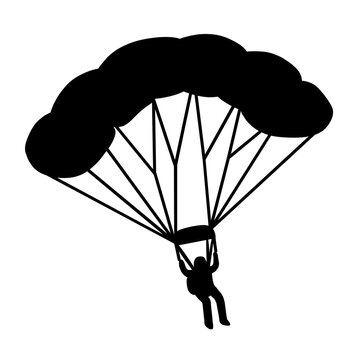 Black Skydive Parachute Jump Silhouette Icon Transparent Background
