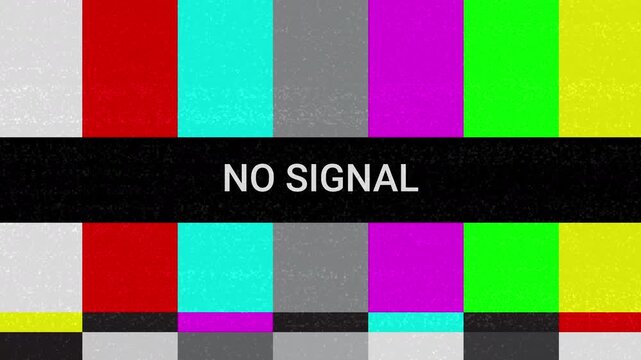 Colorful No Signal Screen with Test Patterns Displayed.