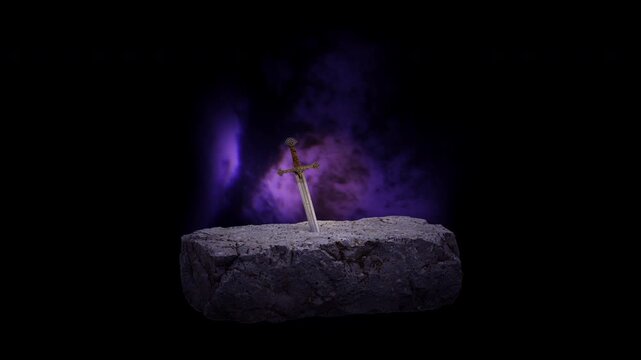 Ancient sword embedded in a granite stone
