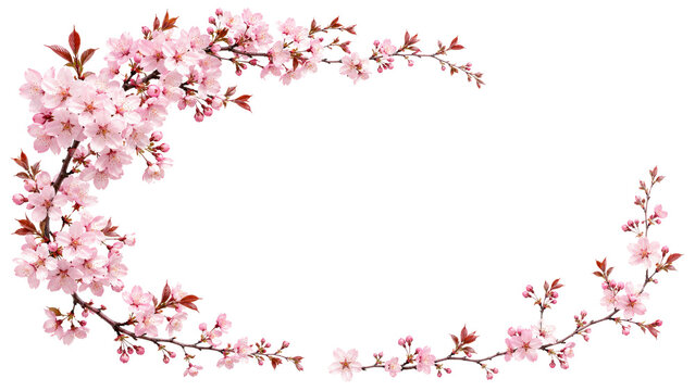 Cherry Blossom Branches Forming a Floral Arch on Transparent Background