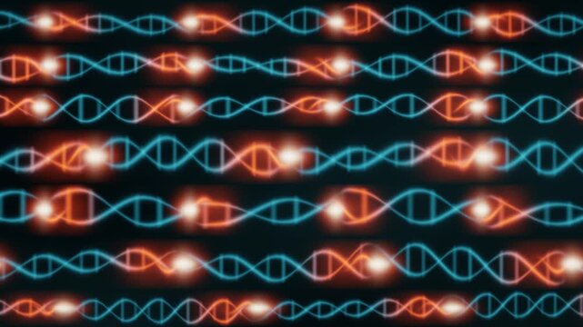 Genome Editing Molecular Scanner Cutting And Splicing DNA Double Helix Strands Seamless Loop in rich teal tones