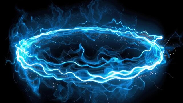 The Ring That Burns In Blue Light As Energy Swirls Into A Living Circle Of Electric Motion, ai generated.	