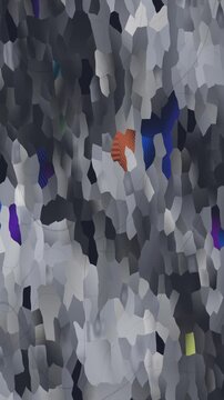 Crossed Polarized Light Mineral Grain Mosaic With Sweeping Extinction Bands Seamless Loop in rich grey tones vertical 9:16