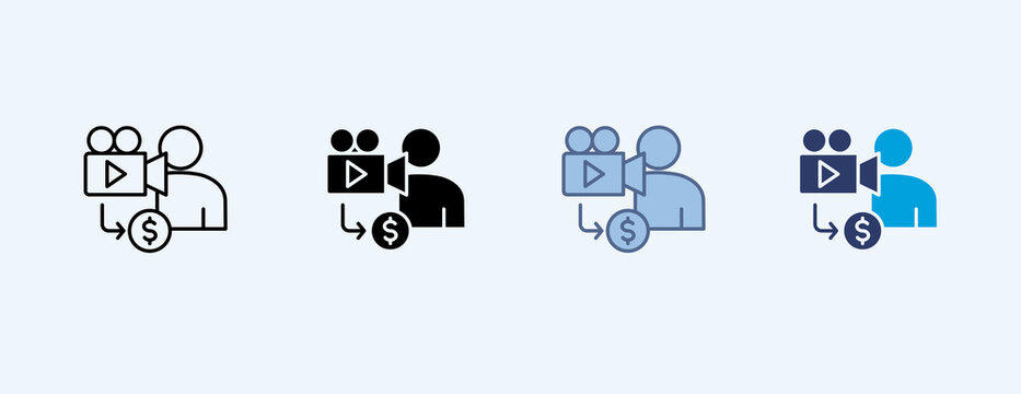 Content Creator Multiple Icon Illustration Vector, Contains people, video, money