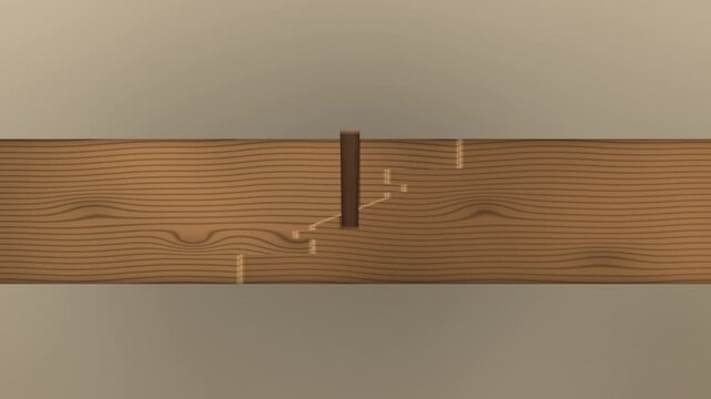 Traditional Japanese Timber Scarf Joint Sliding Together With Locking Peg Carpentry Joinery Mechanism Seamless Loop in bright hinoki tones