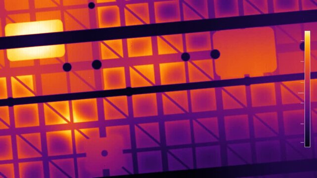 Thermal Camera Infrared View of Heat Spreading Through a Lattice Heat Sink Structure, Seamless Loop in deep black tones