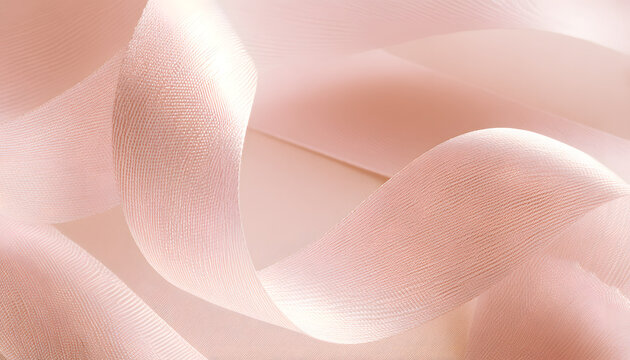 Soft pink wallpaper with subtle ribbon details and a textured background