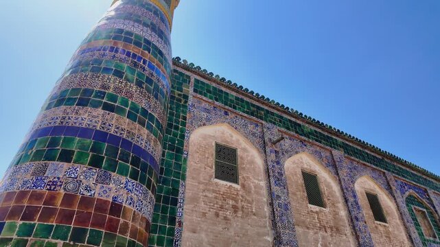 Xiang Fei Tomb architecture and colorful glazed tile details in Kashgar