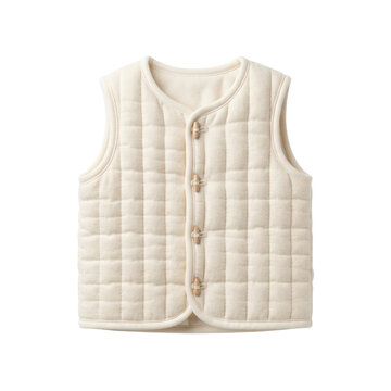 Quilted baby cotton vest with toggle buttons in cream