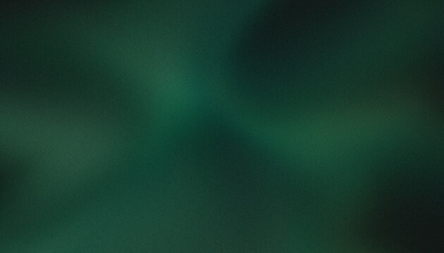 Abstract dark moody background with glowing deep emerald green, forest shadows, rich dark pine and smooth organic gradient with vintage grainy noise texture