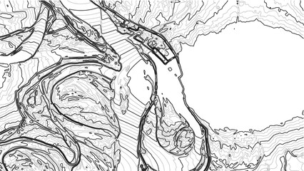 Obraz premium Archer Island Topographic Map White Background Minimalist Contour Lines 4K Arkansas