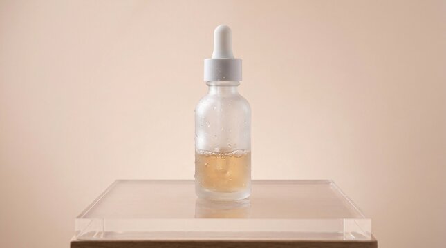 Minimalist Dropper Bottle with Essential White Liquid, Presenting a Premium Beauty Serum for Effective Skincare