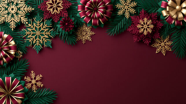 Christmas Background with Festive Border and Copy Space