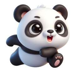 Cute 3d panda isolated on white background © Rimah