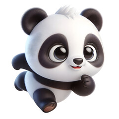 Cute 3d panda isolated on white background © Rimah
