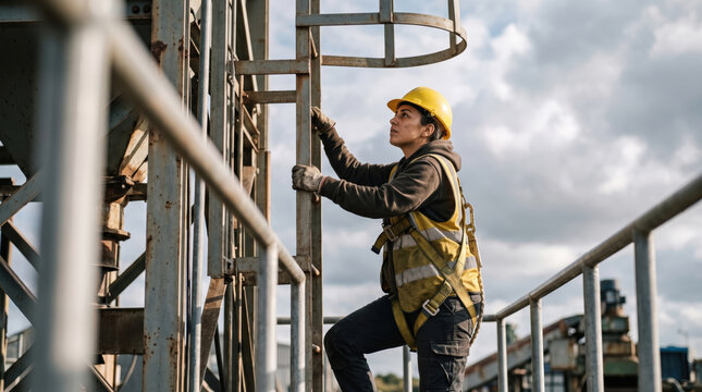 Worker in Harness on a Structure