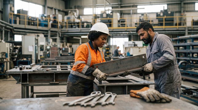 Workers Assembling a Metal Structure