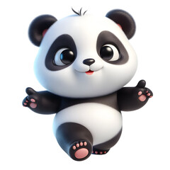 Cute 3d panda isolated on white background © Rimah