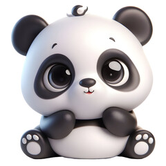 Cute 3d panda isolated on white background © Rimah