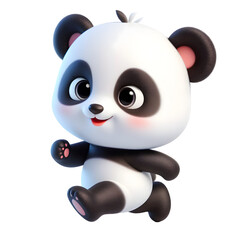 Cute 3d panda isolated on white background © Rimah
