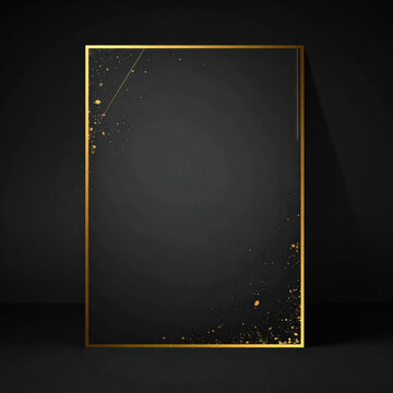 Black gold frame, dark background, elegant border, abstract texture, luxury design new year concept