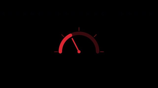 Red warning gauge meter low level on transparent video