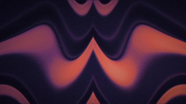 Orange and purple liquid ink strata with striped symmetry and dark cinematic grain suit seamless loop animation, motion background, titles, and branding.