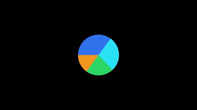 Pie chart animation four segments on transparent background