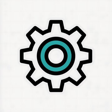 Simple gear icon with black outline and blue center