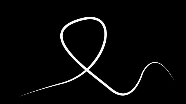 Animated white pencil icon drawing a continuous looping line on a black background.