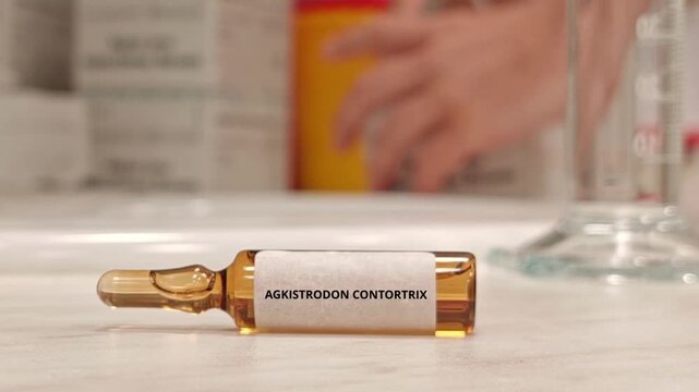 AGKISTRODON CONTORTRIX also known as copperhead venomous snake linked to envenomation and appropriate antivenom treatment