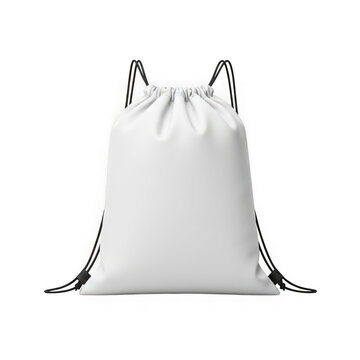 Blank white drawstring backpack bag for sports and school activities