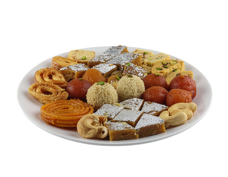 Assorted Indian Sweets Platter Featuring Gulab Jamun, Barfi, Ladoo, Jalebi and Traditional Mithai for Celebrations