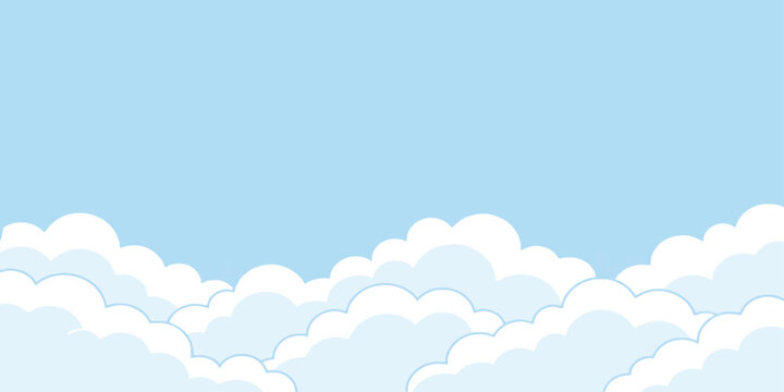 Pixel art style background featuring white fluffy clouds against a light blue sky for video games