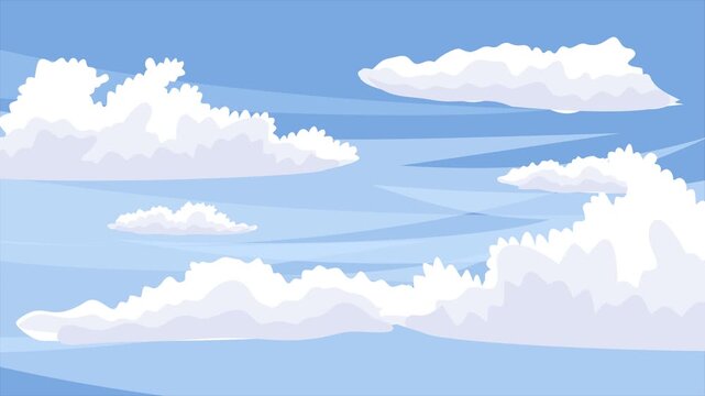 Animated video of a clean air blue-sky illustration with white clouds