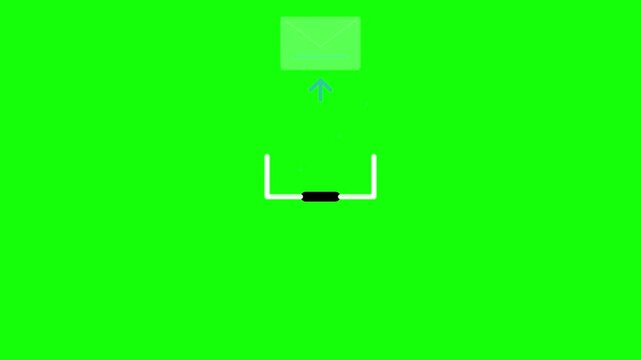 Retro Pixel Style Computer Screen and Keyboard Icon on Green Screen.
