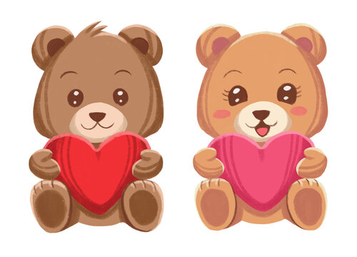 A couple of bear holding heart love